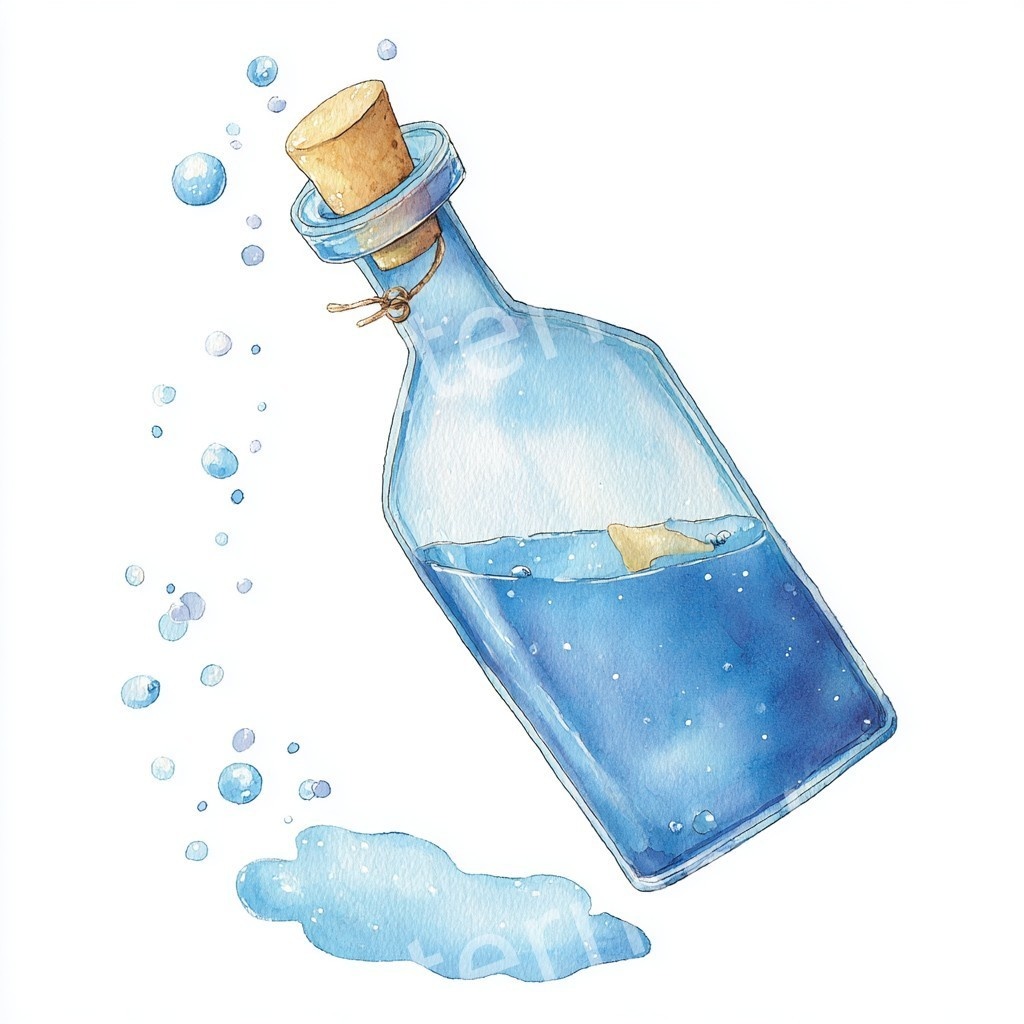 【商用利用可】メッセージボトル(水彩ガラス瓶)クリップアート18点セット|高解像度・透過PNG|印刷OK|コラージュ・ジャンクジャーナル素材|即ダウンロード