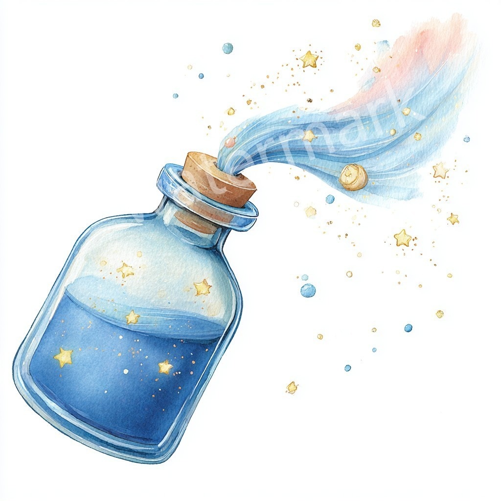 【商用利用可】メッセージボトル(水彩ガラス瓶)クリップアート18点セット|高解像度・透過PNG|印刷OK|コラージュ・ジャンクジャーナル素材|即ダウンロード