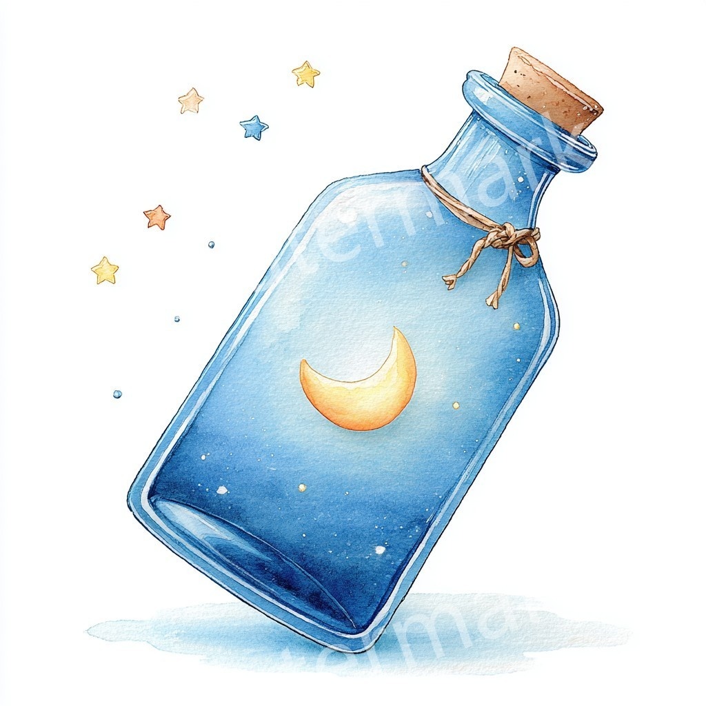 【商用利用可】メッセージボトル(水彩ガラス瓶)クリップアート18点セット|高解像度・透過PNG|印刷OK|コラージュ・ジャンクジャーナル素材|即ダウンロード