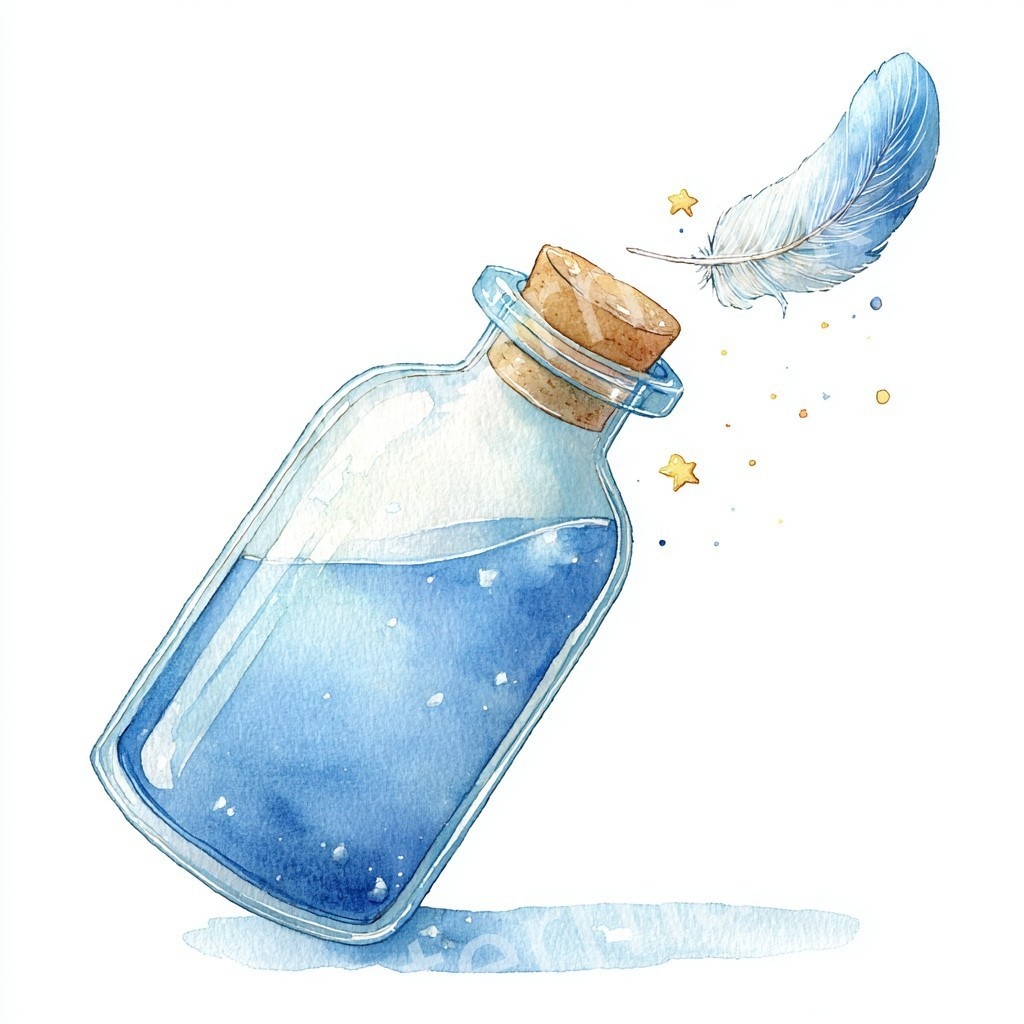 【商用利用可】メッセージボトル(水彩ガラス瓶)クリップアート18点セット|高解像度・透過PNG|印刷OK|コラージュ・ジャンクジャーナル素材|即ダウンロード