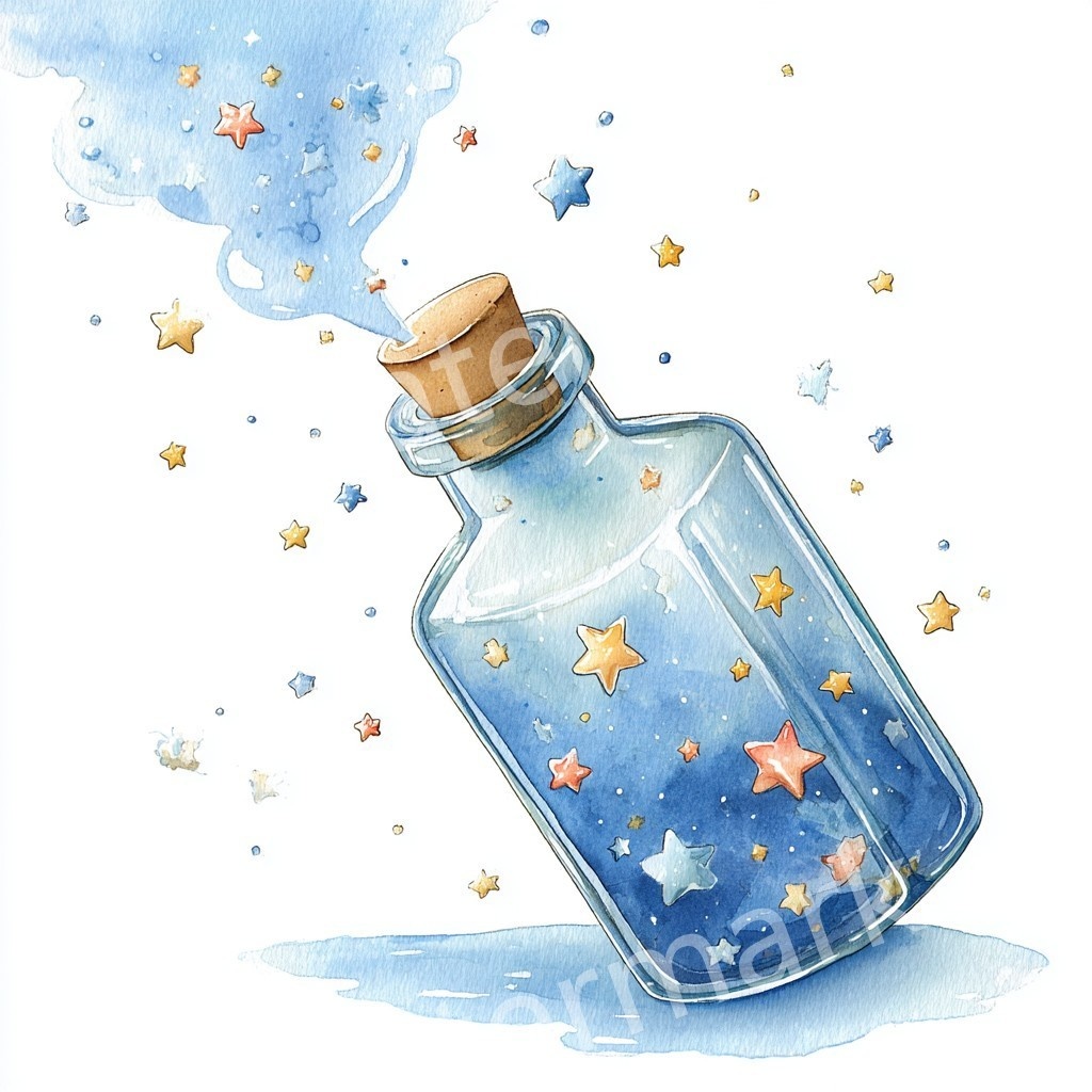 【商用利用可】メッセージボトル(水彩ガラス瓶)クリップアート18点セット|高解像度・透過PNG|印刷OK|コラージュ・ジャンクジャーナル素材|即ダウンロード