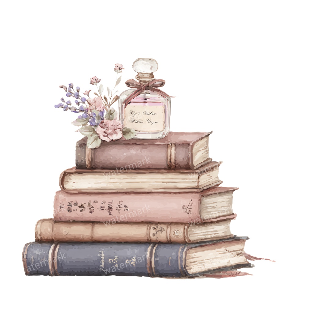 【商用利用可】フラワーブック(水彩花と本)クリップアート20点セット|高解像度・透過PNG|印刷OK|コラージュ・ジャンクジャーナル素材|即ダウンロード