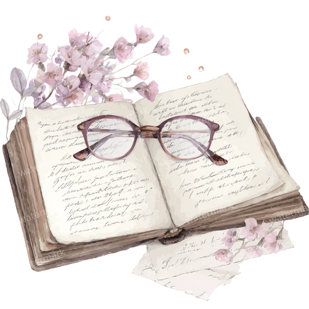 【商用利用可】フラワーブック(水彩花と本)クリップアート20点セット|高解像度・透過PNG|印刷OK|コラージュ・ジャンクジャーナル素材|即ダウンロード