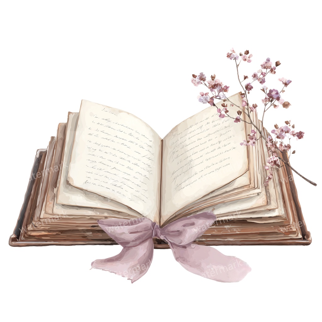 【商用利用可】フラワーブック(水彩花と本)クリップアート20点セット|高解像度・透過PNG|印刷OK|コラージュ・ジャンクジャーナル素材|即ダウンロード