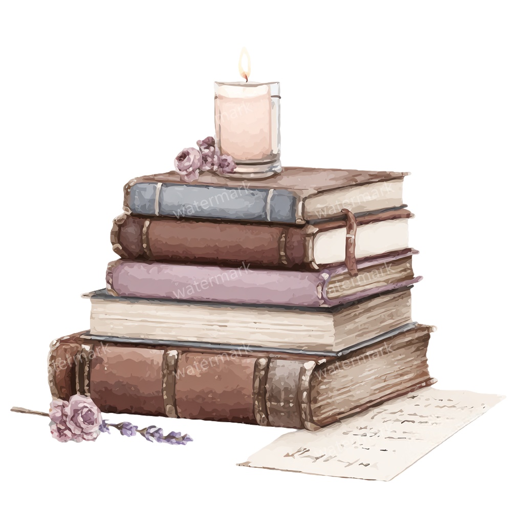 【商用利用可】フラワーブック(水彩花と本)クリップアート20点セット|高解像度・透過PNG|印刷OK|コラージュ・ジャンクジャーナル素材|即ダウンロード