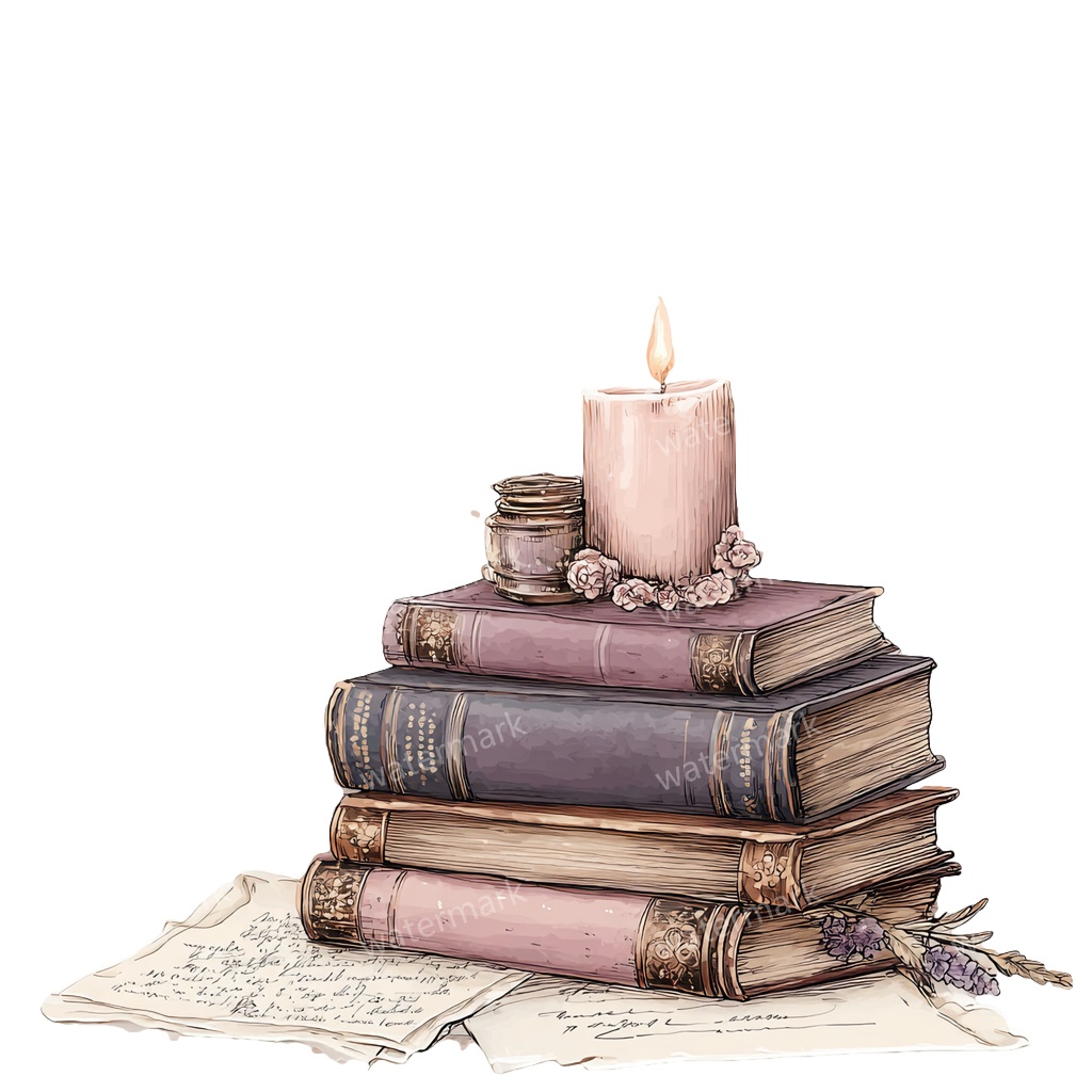 【商用利用可】フラワーブック(水彩花と本)クリップアート20点セット|高解像度・透過PNG|印刷OK|コラージュ・ジャンクジャーナル素材|即ダウンロード