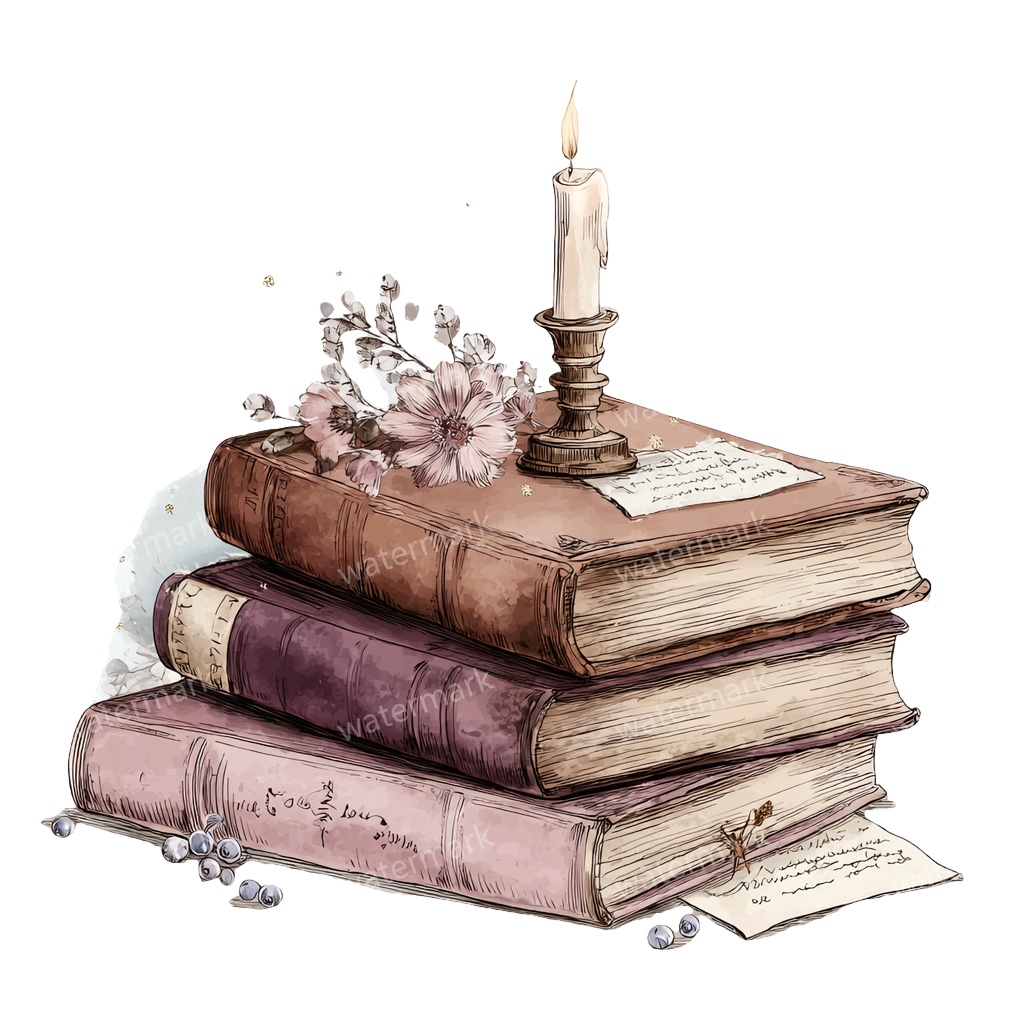 【商用利用可】フラワーブック(水彩花と本)クリップアート20点セット|高解像度・透過PNG|印刷OK|コラージュ・ジャンクジャーナル素材|即ダウンロード