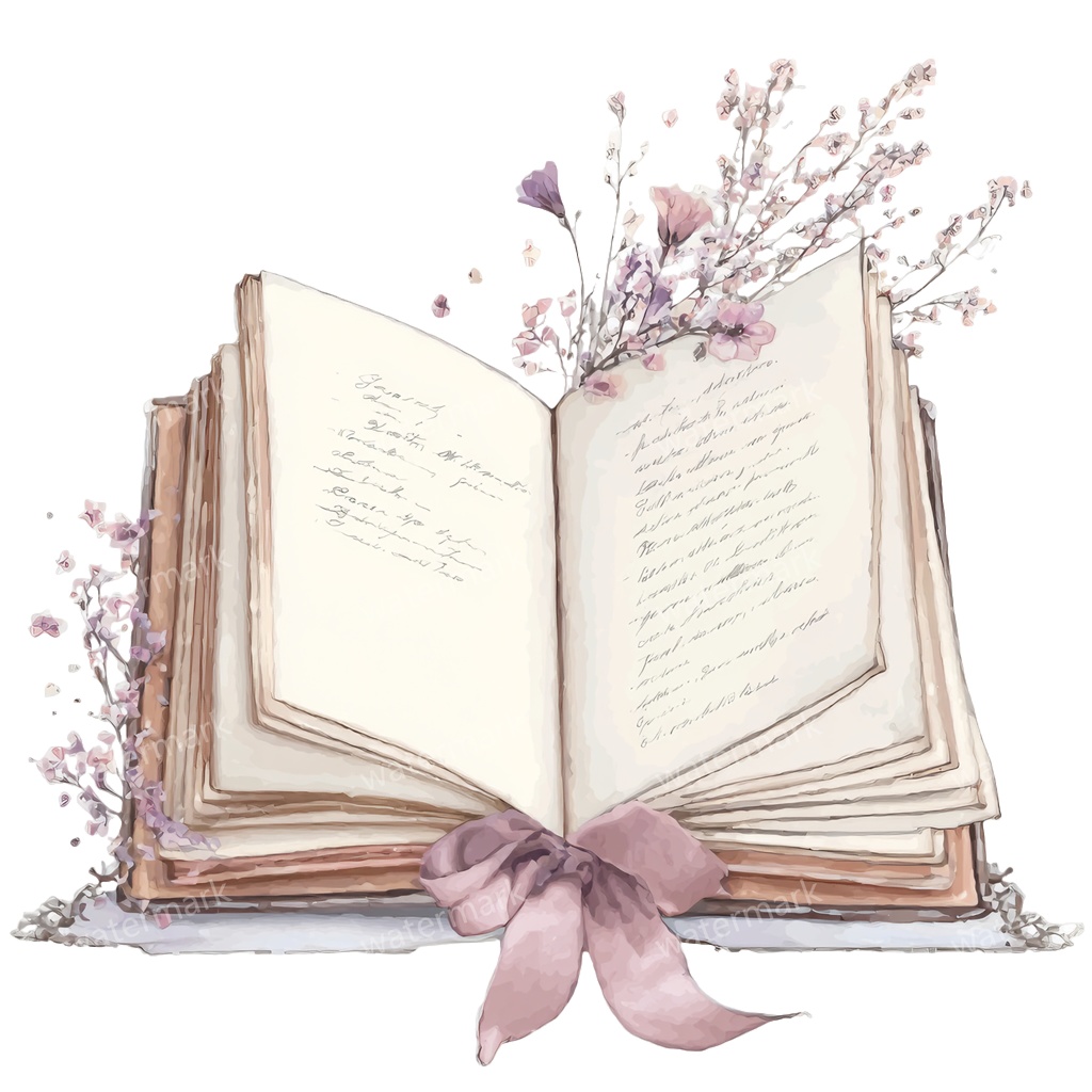 【商用利用可】フラワーブック(水彩花と本)クリップアート20点セット|高解像度・透過PNG|印刷OK|コラージュ・ジャンクジャーナル素材|即ダウンロード