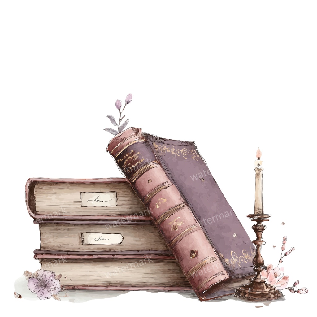 【商用利用可】フラワーブック(水彩花と本)クリップアート20点セット|高解像度・透過PNG|印刷OK|コラージュ・ジャンクジャーナル素材|即ダウンロード