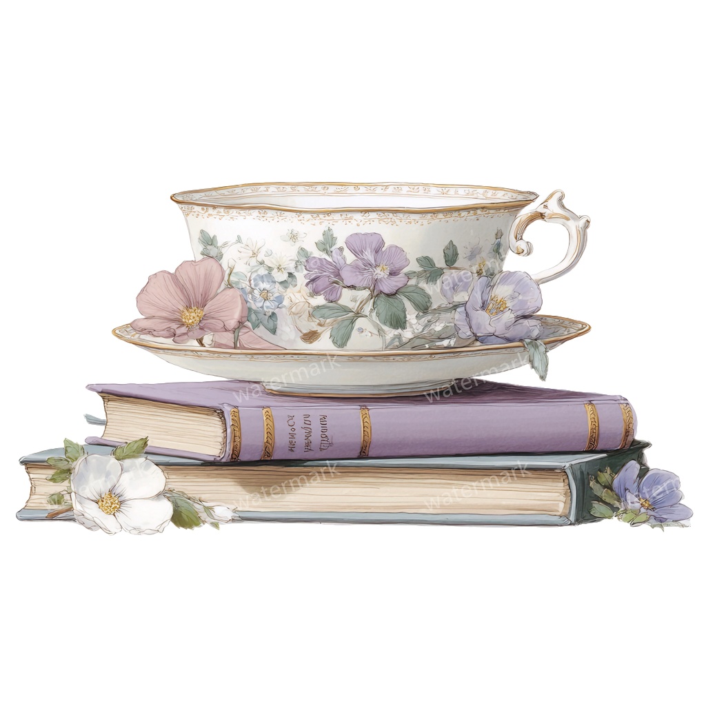 【商用利用可】フラワーブック（水彩花と本）クリップアート20点セット｜高解像度・透過PNG｜印刷OK｜コラージュ・ジャンクジャーナル素材｜即ダウンロード