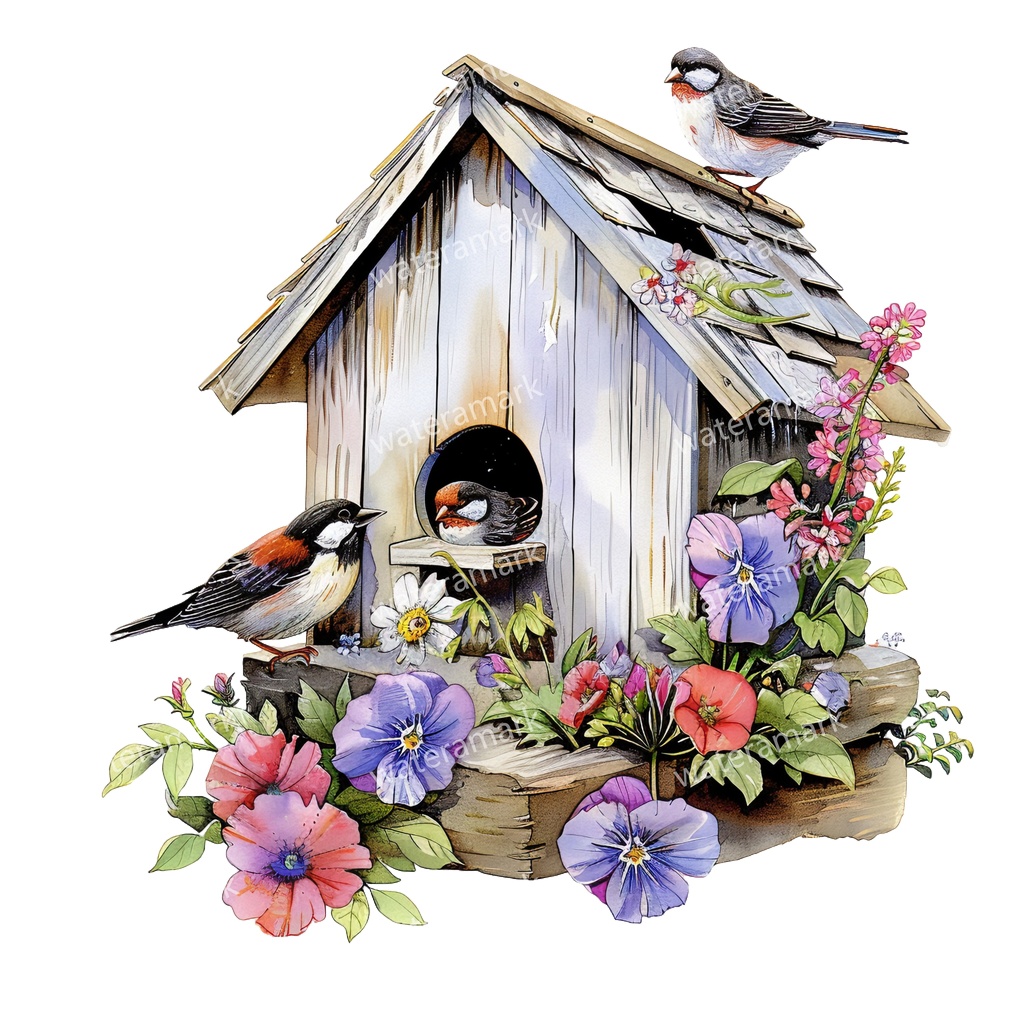 【商用利用可】小鳥(水彩バード)クリップアート15点セット|高解像度・透過PNG|印刷OK|コラージュ・ジャンクジャーナル素材|即ダウンロード