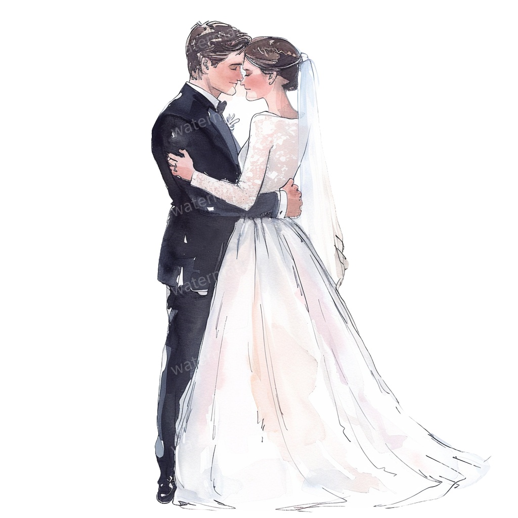 【商用利用可】新郎新婦(水彩ウェディング)クリップアート20点セット|高解像度・透過PNG|印刷OK|コラージュ・ジャンクジャーナル素材|即ダウンロード