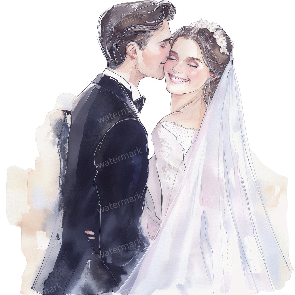 【商用利用可】新郎新婦(水彩ウェディング)クリップアート20点セット|高解像度・透過PNG|印刷OK|コラージュ・ジャンクジャーナル素材|即ダウンロード