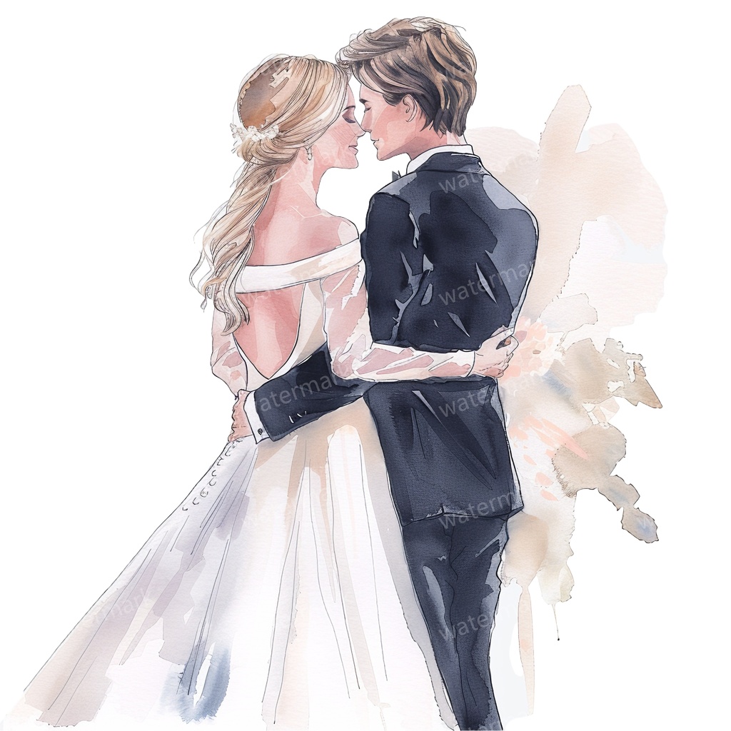 【商用利用可】新郎新婦(水彩ウェディング)クリップアート20点セット|高解像度・透過PNG|印刷OK|コラージュ・ジャンクジャーナル素材|即ダウンロード