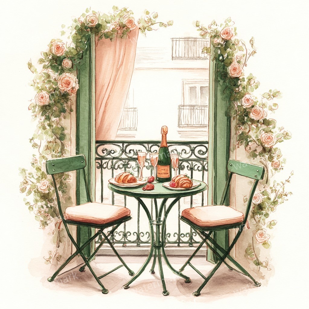 【商用利用可】バルコニー(水彩テラス風景)クリップアート20点セット|高解像度JPG|印刷OK|コラージュ・ジャンクジャーナル素材|即ダウンロード