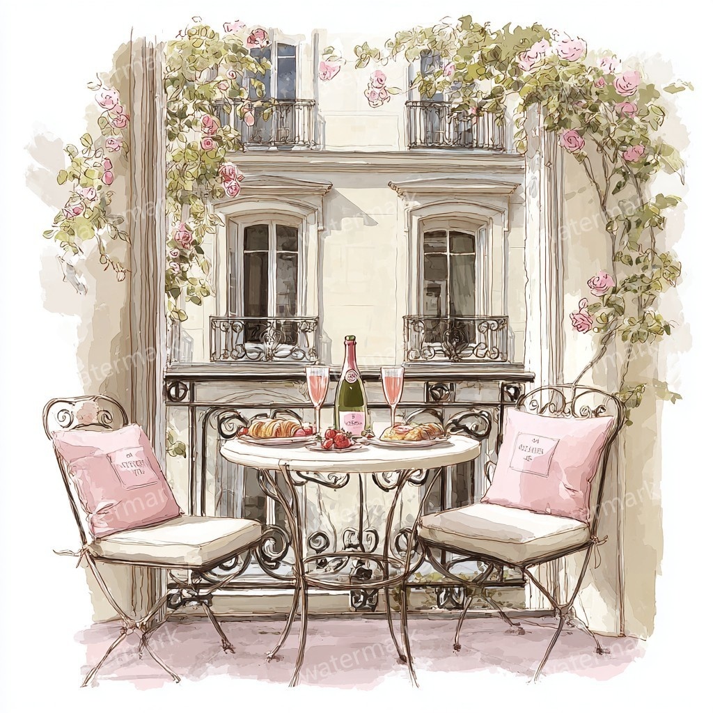 【商用利用可】バルコニー(水彩テラス風景)クリップアート20点セット|高解像度JPG|印刷OK|コラージュ・ジャンクジャーナル素材|即ダウンロード