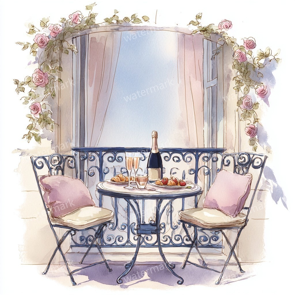 【商用利用可】バルコニー(水彩テラス風景)クリップアート20点セット|高解像度JPG|印刷OK|コラージュ・ジャンクジャーナル素材|即ダウンロード