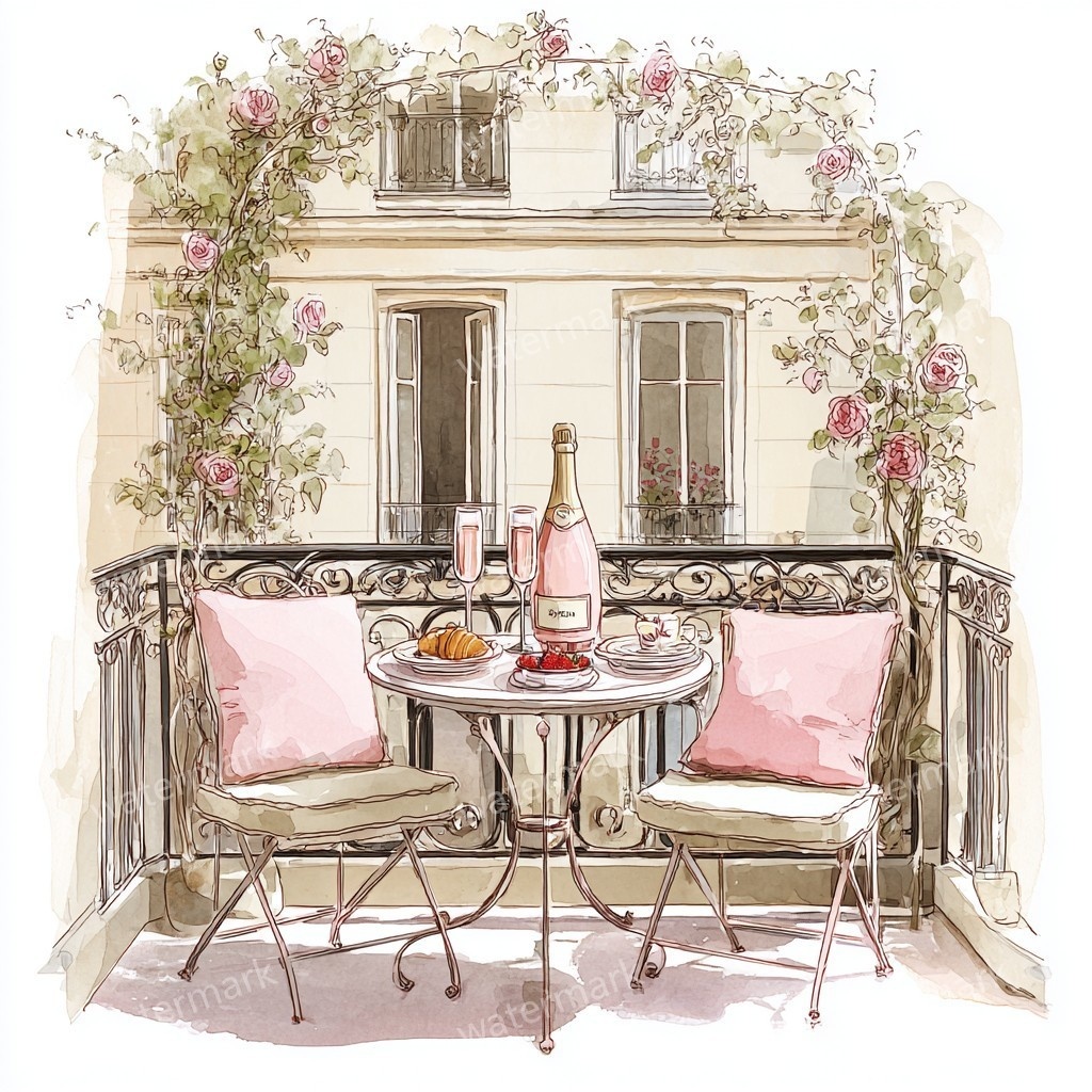 【商用利用可】バルコニー(水彩テラス風景)クリップアート20点セット|高解像度JPG|印刷OK|コラージュ・ジャンクジャーナル素材|即ダウンロード