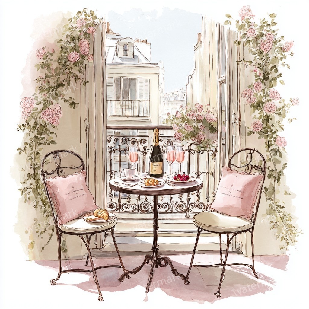 【商用利用可】バルコニー(水彩テラス風景)クリップアート20点セット|高解像度JPG|印刷OK|コラージュ・ジャンクジャーナル素材|即ダウンロード