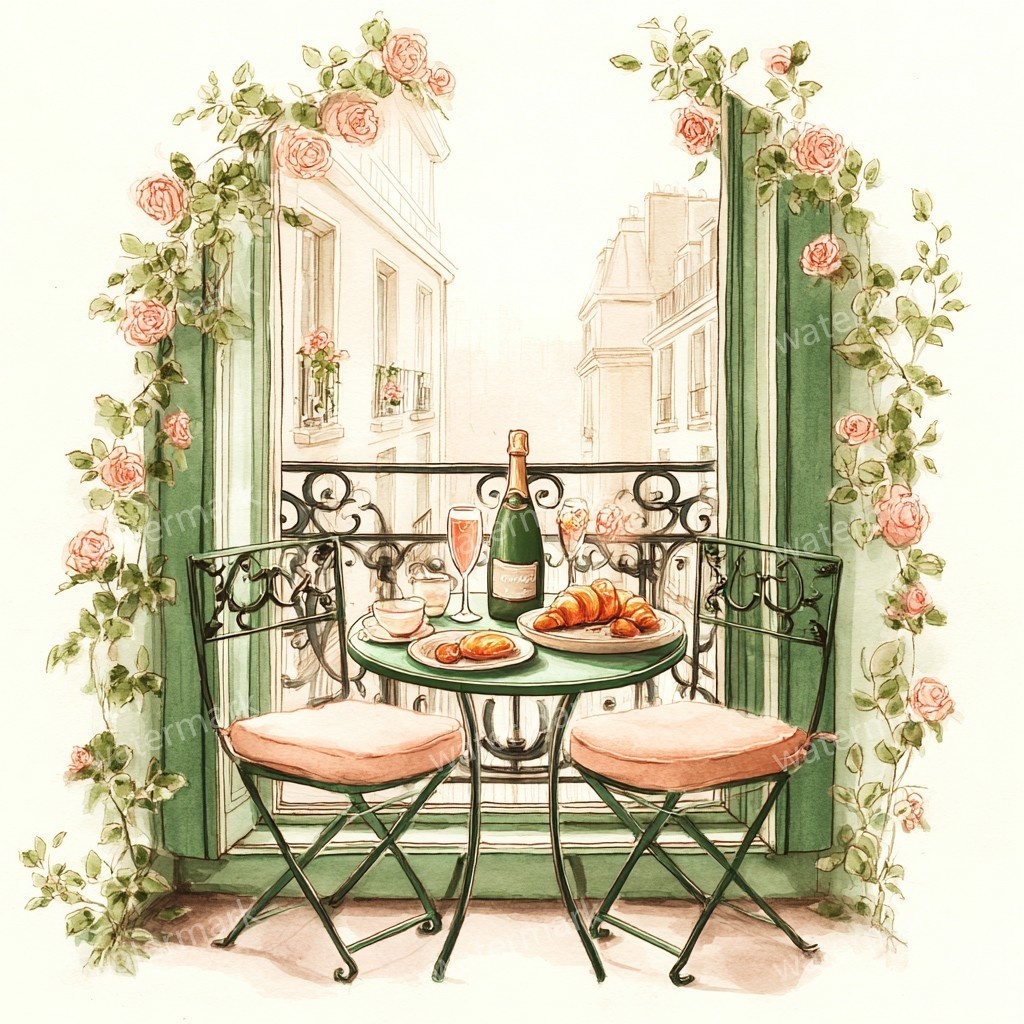 【商用利用可】バルコニー(水彩テラス風景)クリップアート20点セット|高解像度JPG|印刷OK|コラージュ・ジャンクジャーナル素材|即ダウンロード