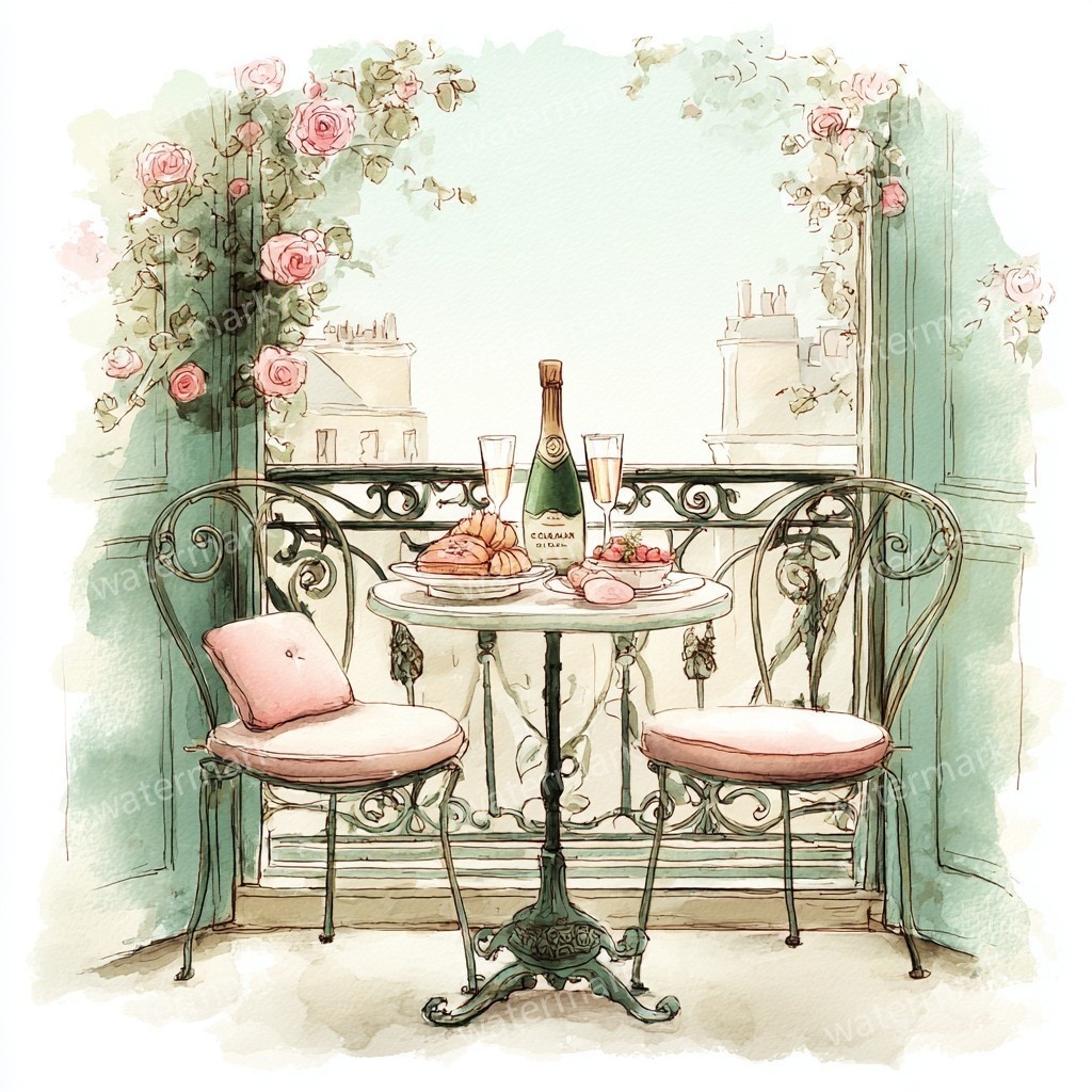 【商用利用可】バルコニー(水彩テラス風景)クリップアート20点セット|高解像度JPG|印刷OK|コラージュ・ジャンクジャーナル素材|即ダウンロード