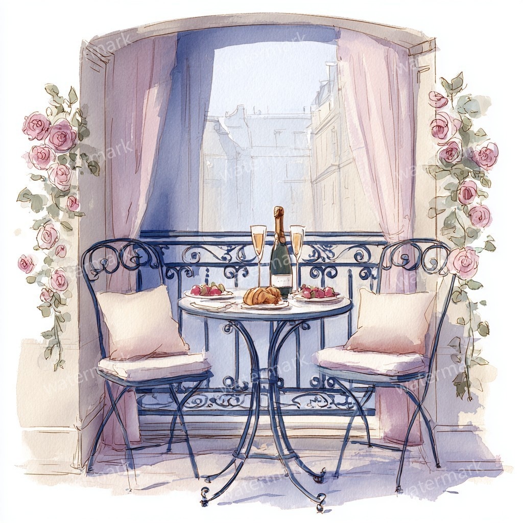 【商用利用可】バルコニー(水彩テラス風景)クリップアート20点セット|高解像度JPG|印刷OK|コラージュ・ジャンクジャーナル素材|即ダウンロード