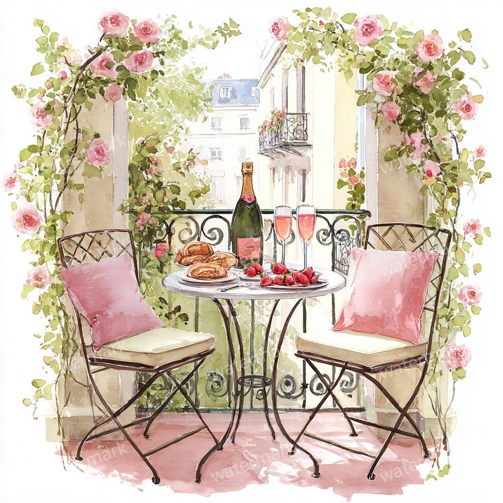 【商用利用可】バルコニー(水彩テラス風景)クリップアート20点セット|高解像度JPG|印刷OK|コラージュ・ジャンクジャーナル素材|即ダウンロード