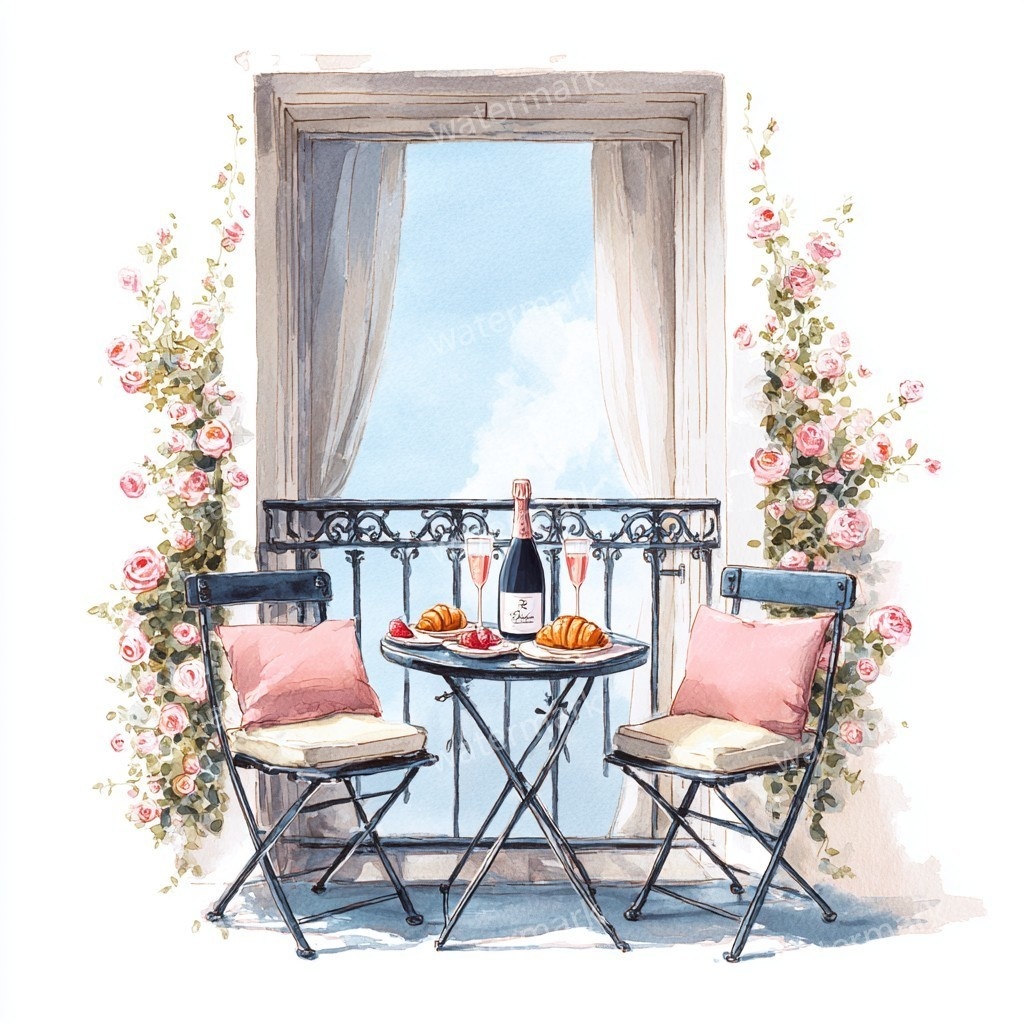 【商用利用可】バルコニー(水彩テラス風景)クリップアート20点セット|高解像度JPG|印刷OK|コラージュ・ジャンクジャーナル素材|即ダウンロード