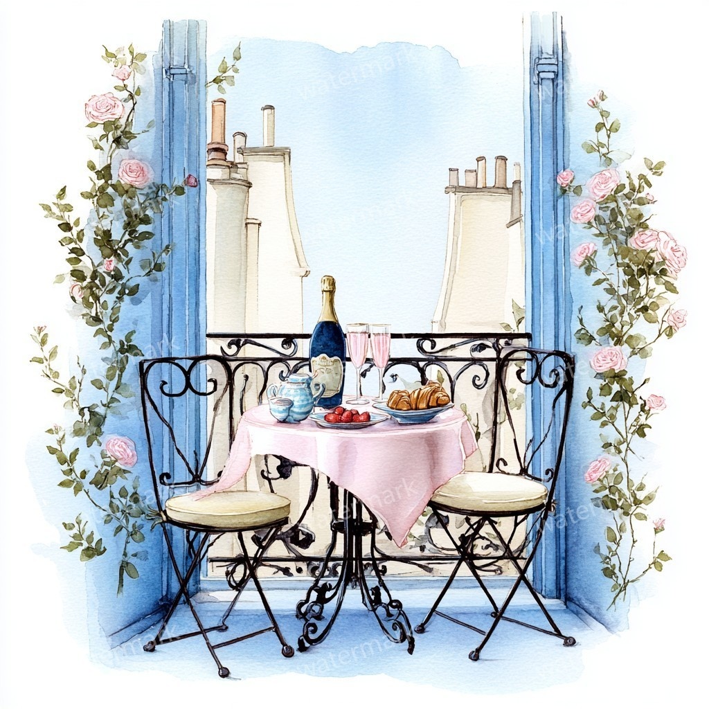 【商用利用可】バルコニー(水彩テラス風景)クリップアート20点セット|高解像度JPG|印刷OK|コラージュ・ジャンクジャーナル素材|即ダウンロード