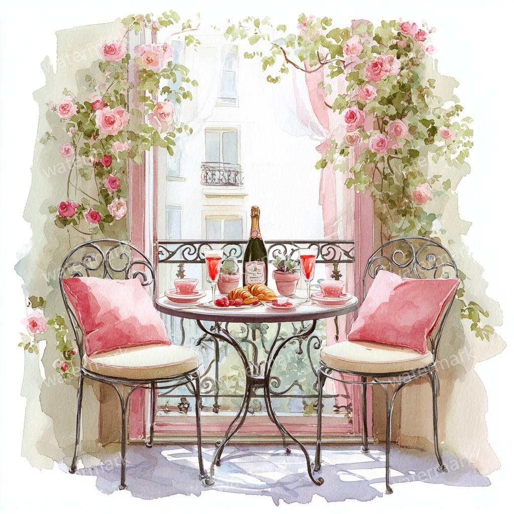 【商用利用可】バルコニー(水彩テラス風景)クリップアート20点セット|高解像度JPG|印刷OK|コラージュ・ジャンクジャーナル素材|即ダウンロード