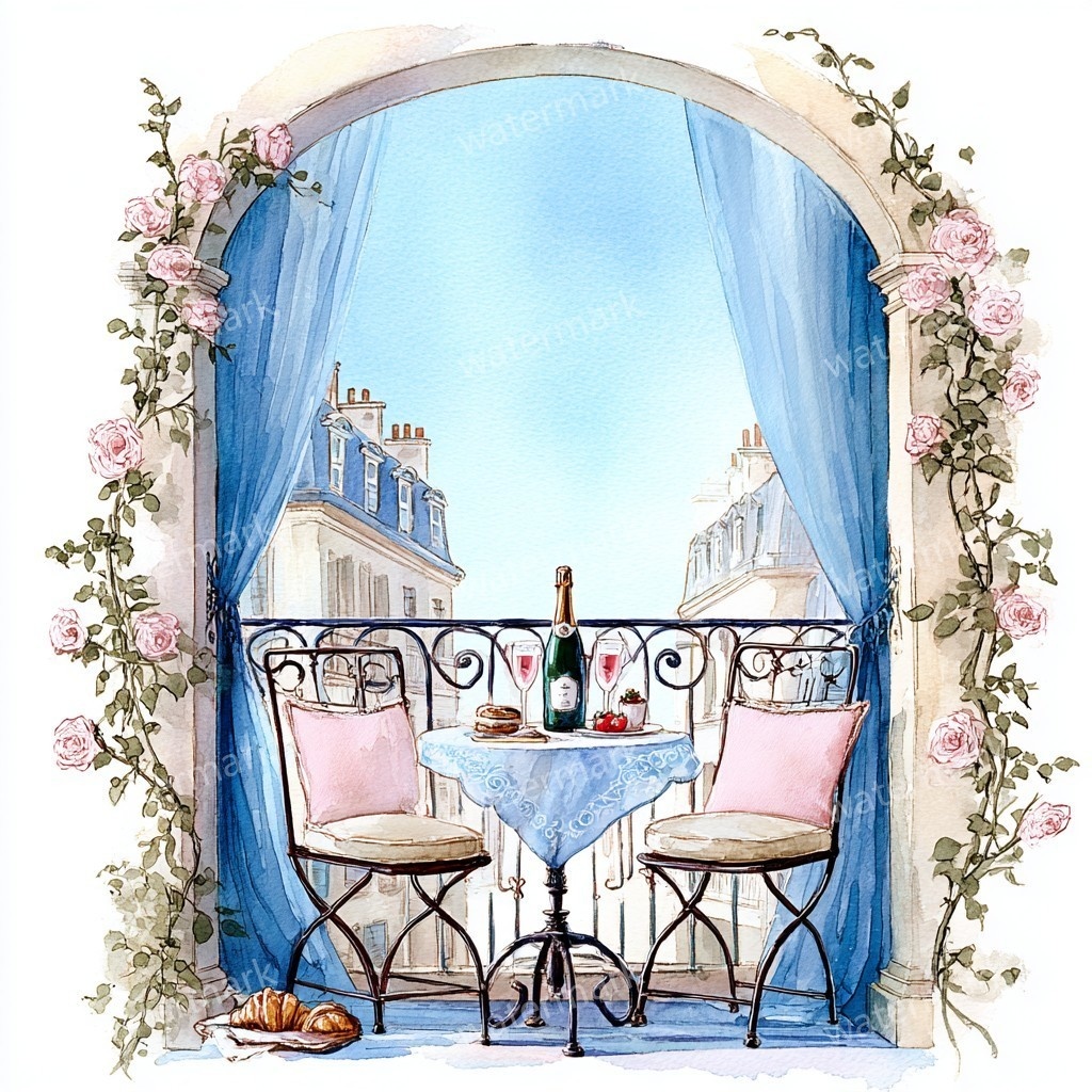 【商用利用可】バルコニー(水彩テラス風景)クリップアート20点セット|高解像度JPG|印刷OK|コラージュ・ジャンクジャーナル素材|即ダウンロード