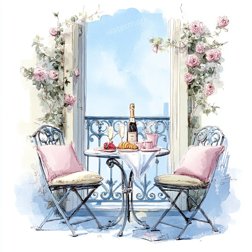 【商用利用可】バルコニー(水彩テラス風景)クリップアート20点セット|高解像度JPG|印刷OK|コラージュ・ジャンクジャーナル素材|即ダウンロード