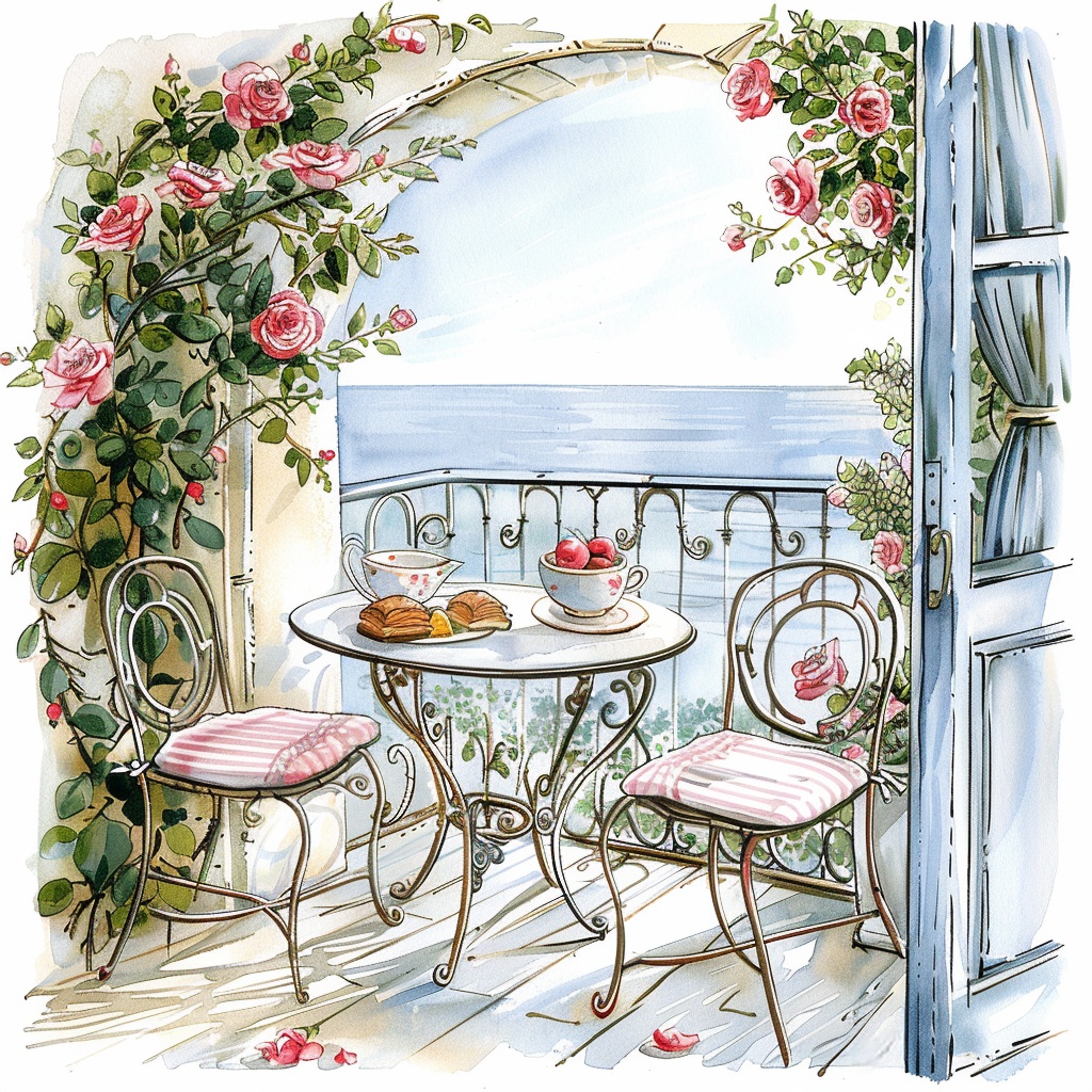 【商用利用可】海辺のバルコニーコーナー(水彩シーサイドテラス)クリップアート20点セット|高解像度JPG|印刷OK|コラージュ・ジャンクジャーナル素材|即ダウンロード