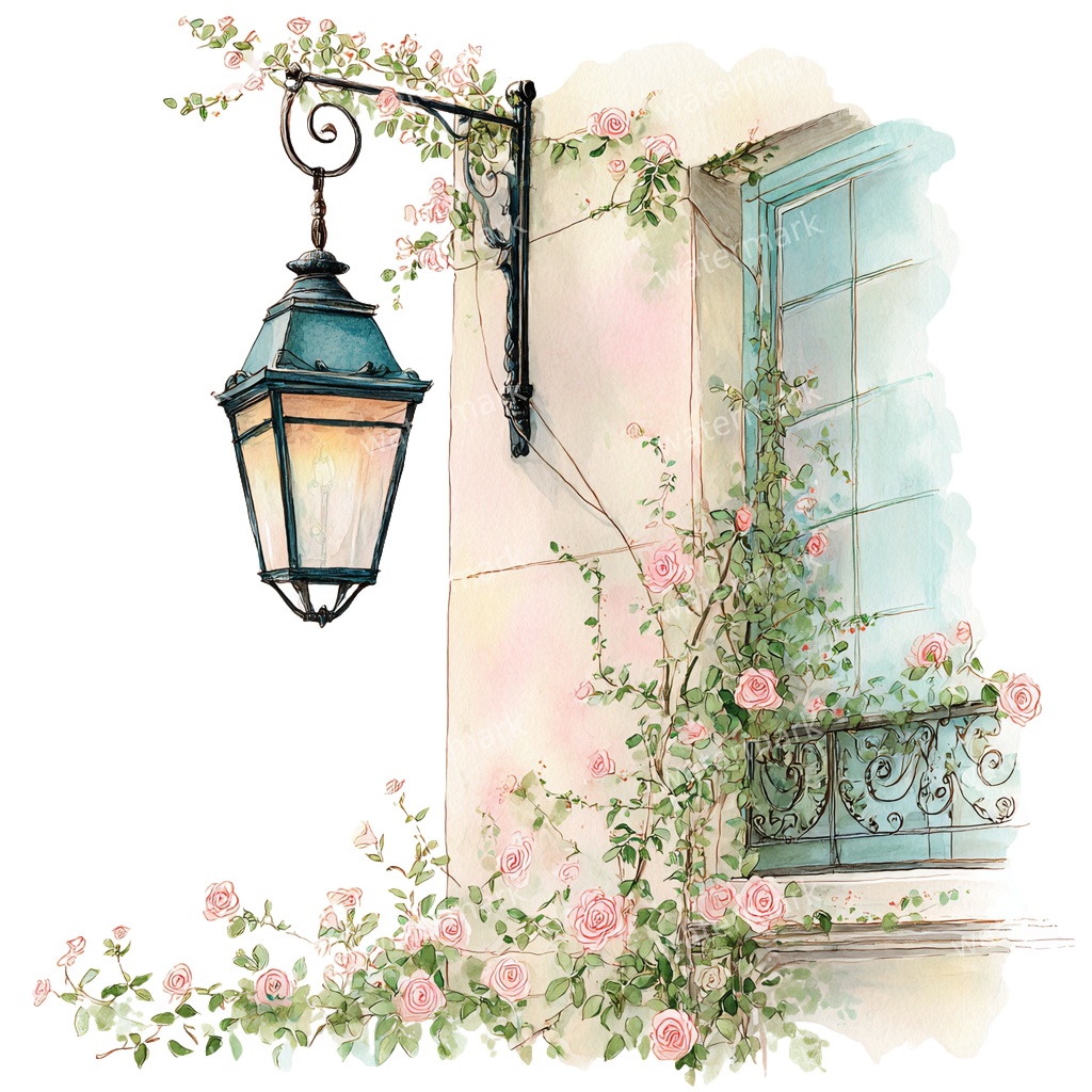 【商用利用可】吊り下げランタン(水彩ランタン)クリップアート20点セット|高解像度・透過PNG|印刷OK|コラージュ・ジャンクジャーナル素材|即ダウンロード