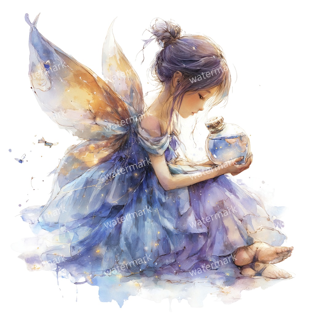 【商用利用可】フェアリー(水彩妖精)クリップアート13点セット|高解像度・透過PNG|印刷OK|コラージュ・ジャンクジャーナル素材|即ダウンロード