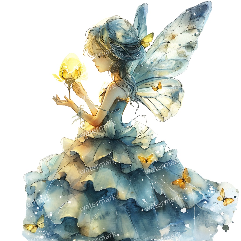 【商用利用可】フェアリー(水彩妖精)クリップアート13点セット|高解像度・透過PNG|印刷OK|コラージュ・ジャンクジャーナル素材|即ダウンロード