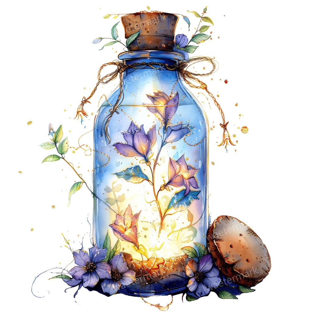 【商用利用可】ガラスボトル(水彩ボトル)クリップアート13点セット|高解像度・透過PNG|印刷OK|コラージュ・ジャンクジャーナル素材|即ダウンロード
