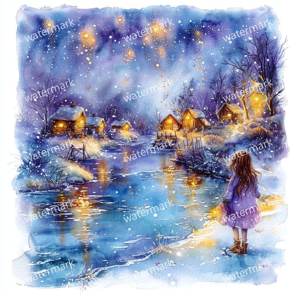 【商用利用可】雪の村(水彩スノービレッジ)クリップアート20点セット|高解像度JPG|印刷OK|コラージュ・ジャンクジャーナル素材|即ダウンロード