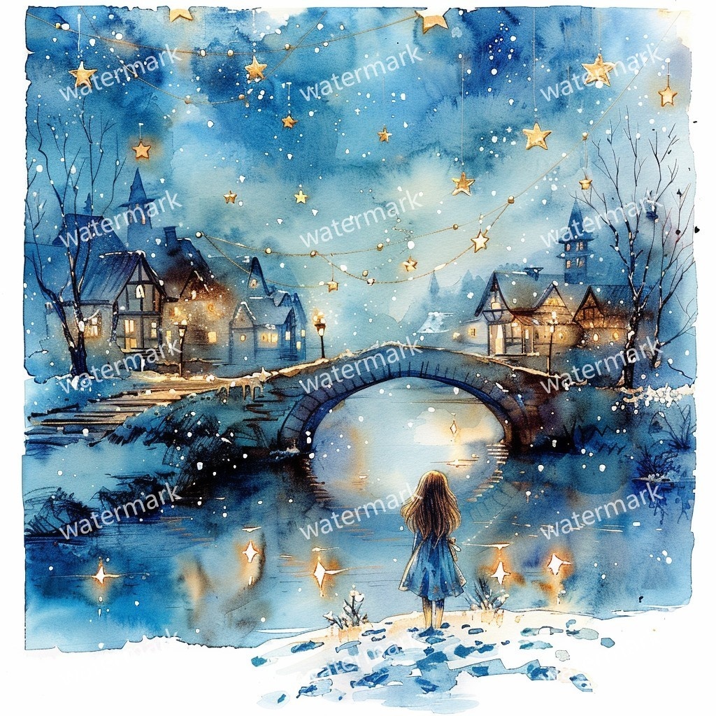 【商用利用可】雪の村(水彩スノービレッジ)クリップアート20点セット|高解像度JPG|印刷OK|コラージュ・ジャンクジャーナル素材|即ダウンロード