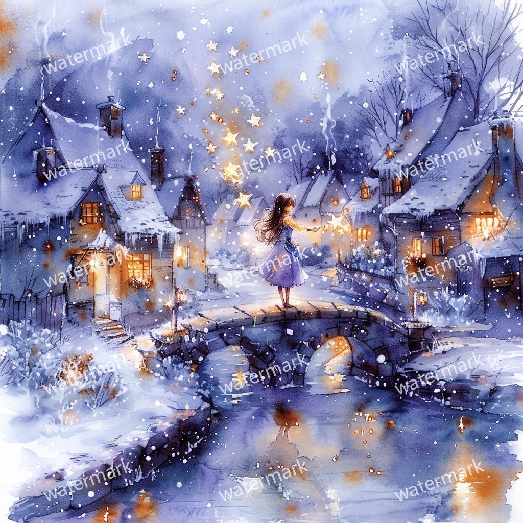 【商用利用可】雪の村(水彩スノービレッジ)クリップアート20点セット|高解像度JPG|印刷OK|コラージュ・ジャンクジャーナル素材|即ダウンロード