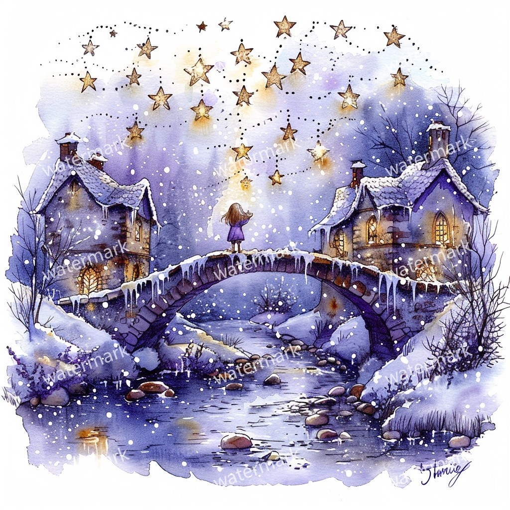 【商用利用可】雪の村（水彩スノービレッジ）クリップアート20点セット｜高解像度JPG｜印刷OK｜コラージュ・ジャンクジャーナル素材｜即ダウンロード