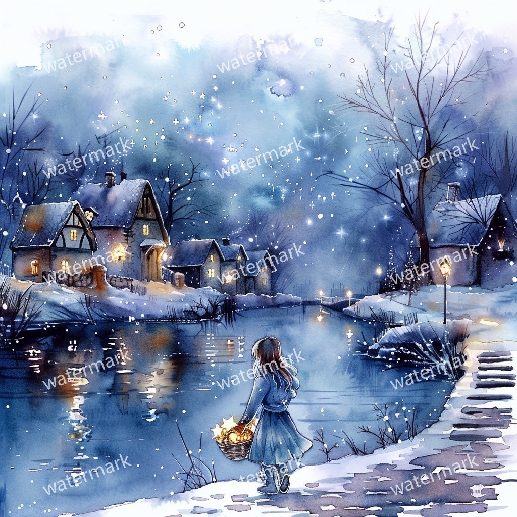 【商用利用可】雪の村(水彩スノービレッジ)クリップアート20点セット|高解像度JPG|印刷OK|コラージュ・ジャンクジャーナル素材|即ダウンロード