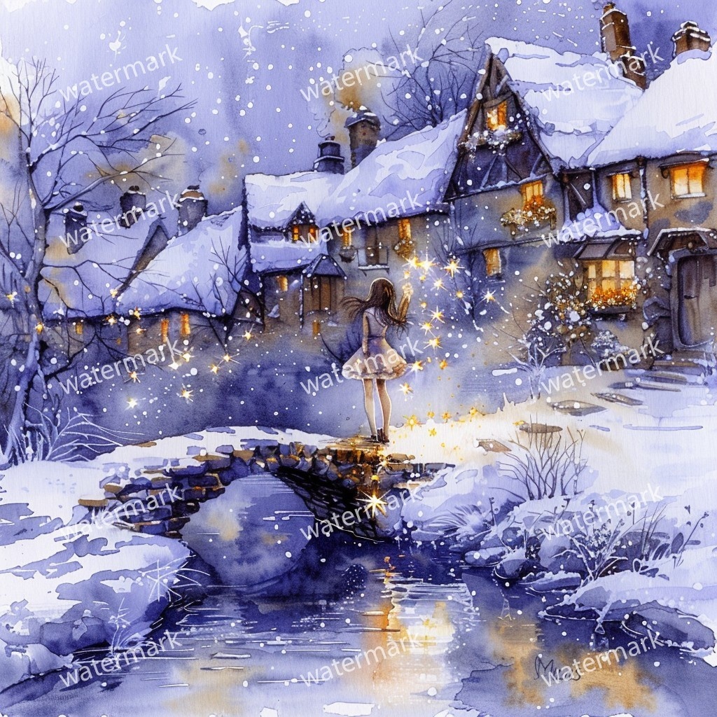 【商用利用可】雪の村(水彩スノービレッジ)クリップアート20点セット|高解像度JPG|印刷OK|コラージュ・ジャンクジャーナル素材|即ダウンロード