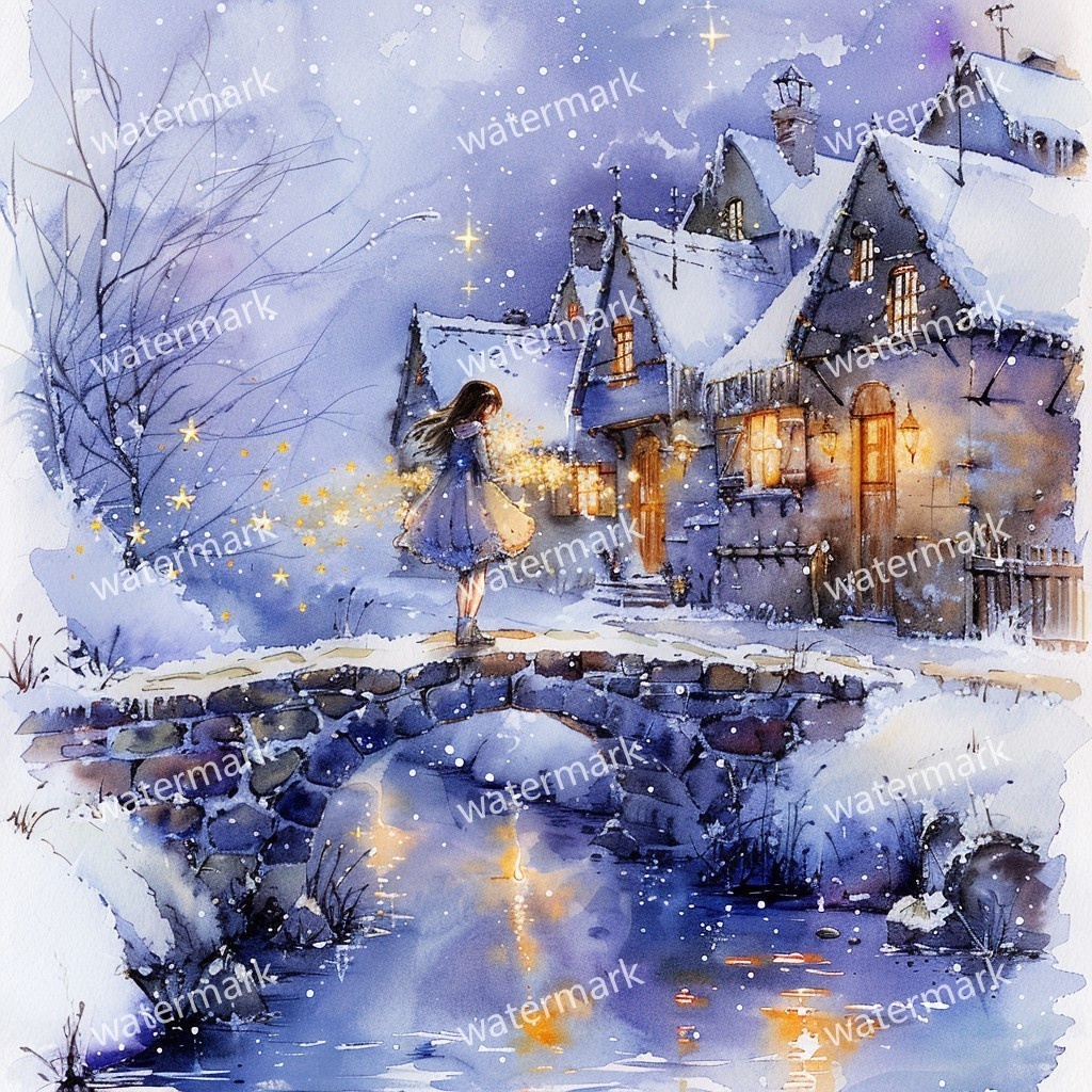 【商用利用可】雪の村(水彩スノービレッジ)クリップアート20点セット|高解像度JPG|印刷OK|コラージュ・ジャンクジャーナル素材|即ダウンロード