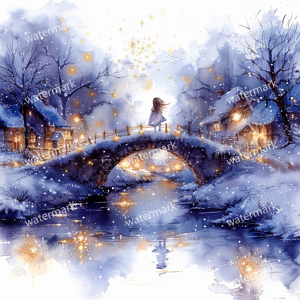 【商用利用可】雪の村(水彩スノービレッジ)クリップアート20点セット|高解像度JPG|印刷OK|コラージュ・ジャンクジャーナル素材|即ダウンロード