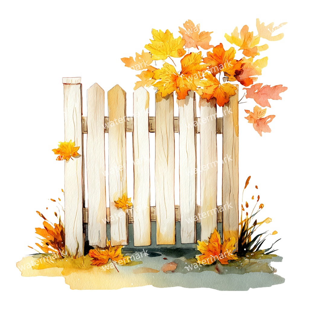 【商用利用可】白いピケットフェンス(水彩ホワイトフェンス)クリップアート15点セット|高解像度・透過PNG|印刷OK|コラージュ・ジャンクジャーナル素材|即ダウンロード