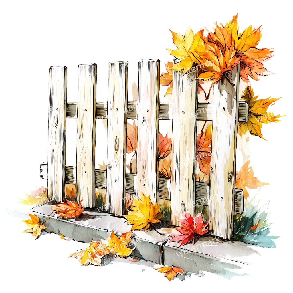 【商用利用可】白いピケットフェンス(水彩ホワイトフェンス)クリップアート15点セット|高解像度・透過PNG|印刷OK|コラージュ・ジャンクジャーナル素材|即ダウンロード