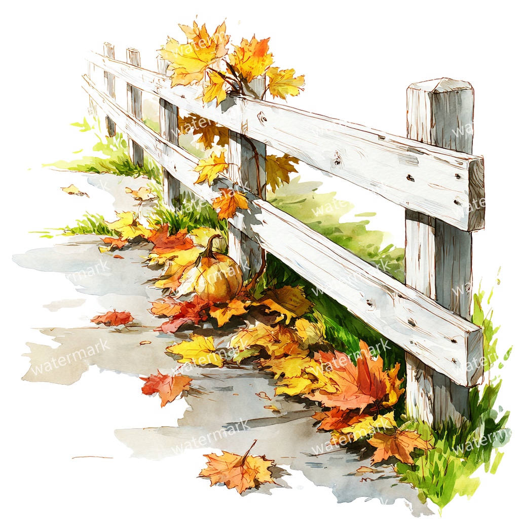 【商用利用可】白いピケットフェンス(水彩ホワイトフェンス)クリップアート15点セット|高解像度・透過PNG|印刷OK|コラージュ・ジャンクジャーナル素材|即ダウンロード