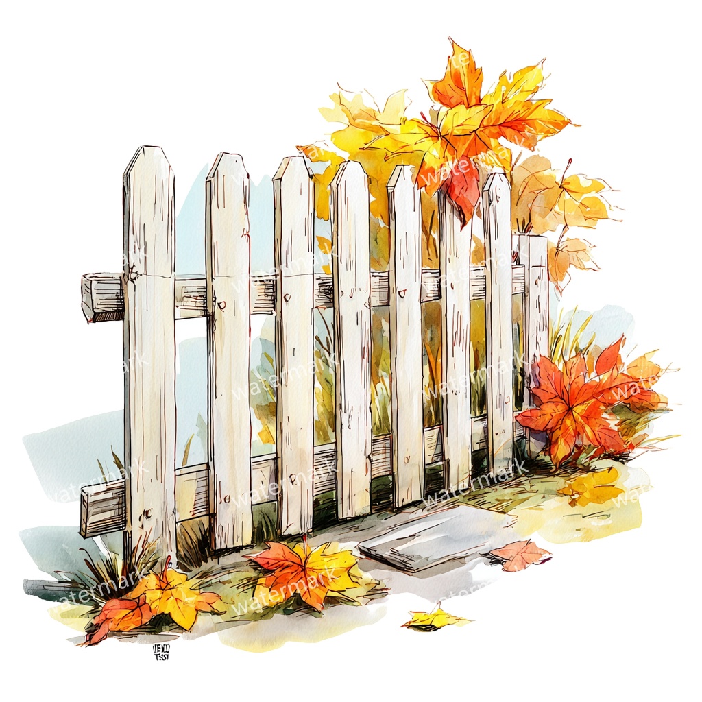 【商用利用可】白いピケットフェンス(水彩ホワイトフェンス)クリップアート15点セット|高解像度・透過PNG|印刷OK|コラージュ・ジャンクジャーナル素材|即ダウンロード