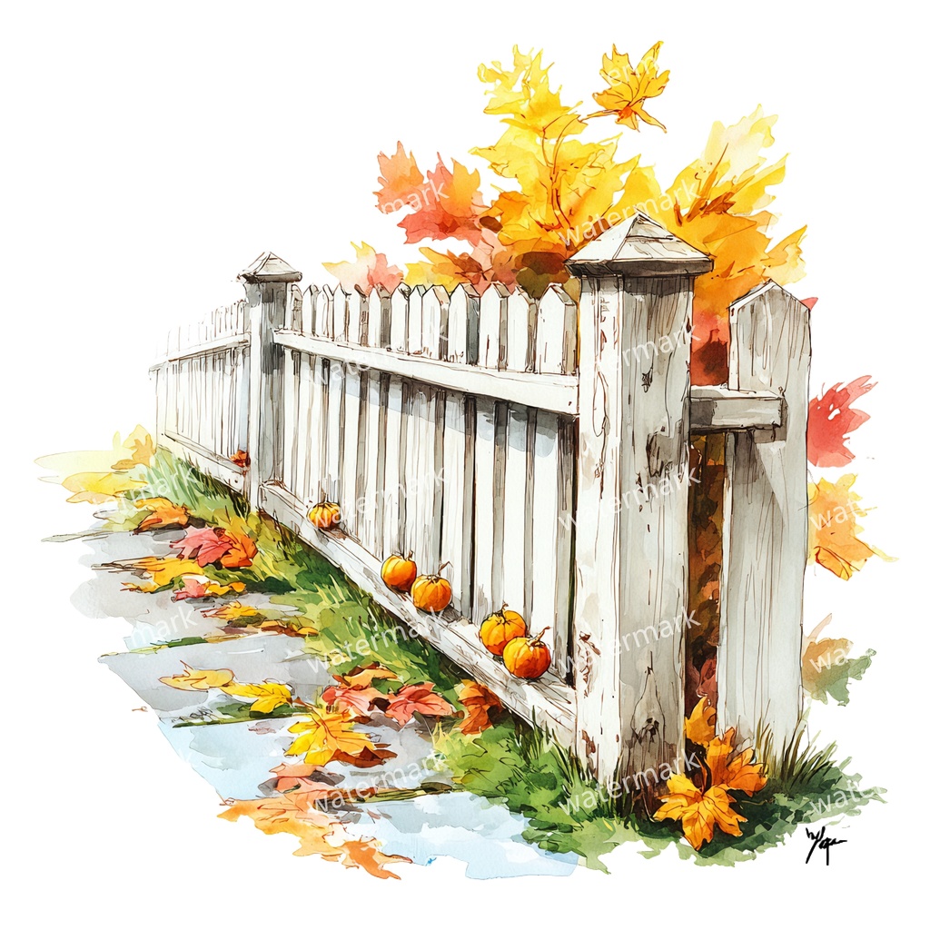 【商用利用可】白いピケットフェンス(水彩ホワイトフェンス)クリップアート15点セット|高解像度・透過PNG|印刷OK|コラージュ・ジャンクジャーナル素材|即ダウンロード